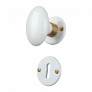 2 poignées sur rosaces rondes OLIVE, Porcelaine blanc - Entrée de clé pour chambre