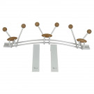 Porte-manteau mural FAMILY, Plaque en métal blanc, 9 têtes en bois brut