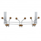 Porte-manteau mural FAMILY, Plaque en métal blanc, 9 têtes en bois brut