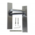 Poignée de porte sur plaque zoe en zamak chrome brillant bec de canne