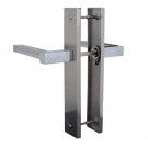 Poignée de porte sur plaque zoe en zamak chrome brillant bec de canne