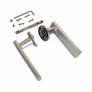 2 poignées de porte NORMA, Rosace ronde, Contemporain, Aluminium argent