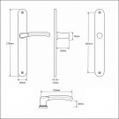 Schéma technique de poignées de porte FINESSE, Zamak nickel mat entraxe 195 mm