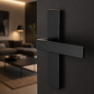 2 poignées de porte LOFT, Métal noir mat entraxe 165 mm bec de canne