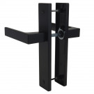 2 poignées de porte LOFT, Métal noir mat entraxe 165 mm bec de canne