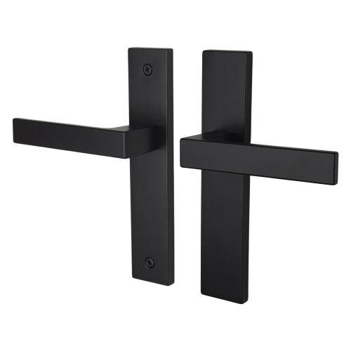 2 poignées de porte LOFT, Métal noir mat entraxe 165 mm bec de canne