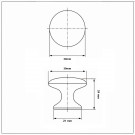 Schéma technique de Bouton de meuble ROND, Zamak nickel mat 30 mm | Contemporain