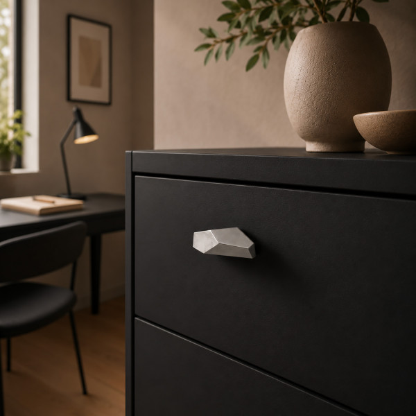 Bouton de meuble TYREL, Métal chrome mat 55x20 mm | Contemporain