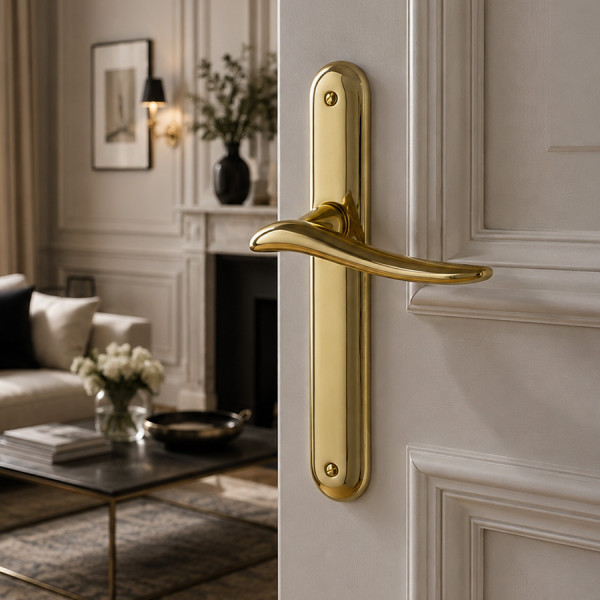 Poignée de porte MARISA laiton poli bec de canne