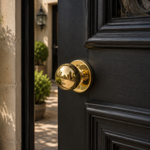 Pommeau de porte d’entrée REIMS, laiton poli | Classic chic