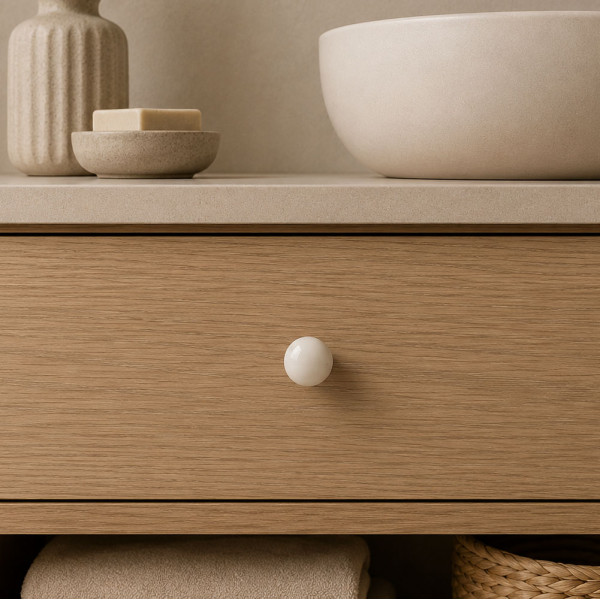 Bouton de meuble BOULE,  nylon beige | Contemporain