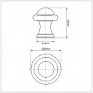 Schéma technique de bouton de meuble PICCOLO, Laiton nickel mat 28x19 mm | Contemporain
