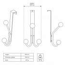 Porte-manteau mural LEO, Plaque en métal blanc, 3 têtes en bois brut