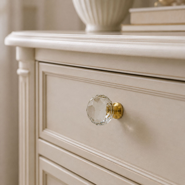 Bouton de meuble GLAM, nylon transparent 27x33 mm | Classique chic