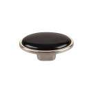 Bouton de meuble STARK, Nickel brillant & céramique noire | Classique chic