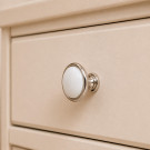 Bouton de meuble MAO, Nickel brillant & céramique blanche | Classique chic