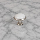 Bouton de meuble MAO, Nickel brillant & céramique blanche | Classique chic