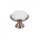 Bouton de meuble MAO, Nickel brillant & céramique blanche | Classique chic