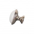 Bouton de meuble MAO, Nickel brillant & céramique blanche | Classique chic