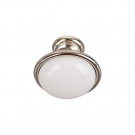 Bouton de meuble MAO, Nickel brillant & céramique blanche | Classique chic