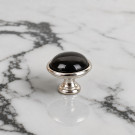Bouton de meuble MAO, Nickel brillant & céramique noire | Classique chic