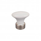 Bouton de meuble SOLITAIRE, Céramique blanche & zamak chrome | Classique chic