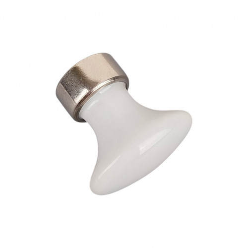 Bouton de meuble SOLITAIRE, Céramique blanche & zamak chrome | Classique chic