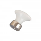 Bouton de meuble SOLITAIRE, Céramique blanche & zamak chrome | Classique chic