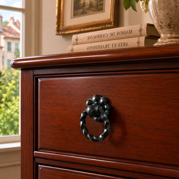 Bouton de meuble ANNEAU, Fer noir | Rustique