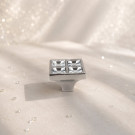 Bouton de meuble LOU, Nickel mat et strass 25x25mm