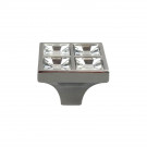 Bouton de meuble LOU, Nickel mat et strass 25x25mm