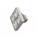 Bouton de meuble LOU, Nickel mat et strass 25x25mm