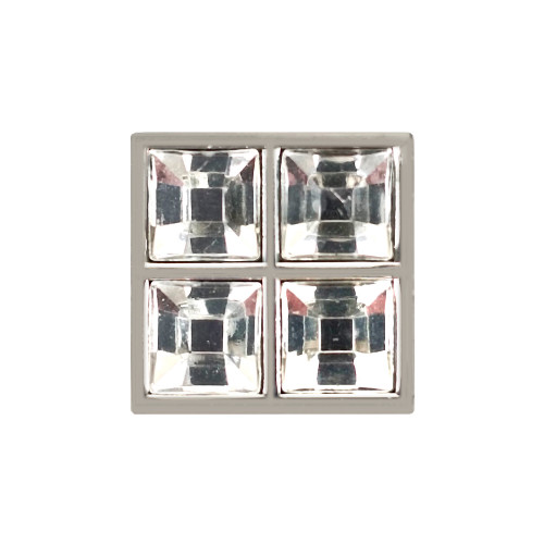 Bouton de meuble LOU, Nickel mat et strass 25x25mm