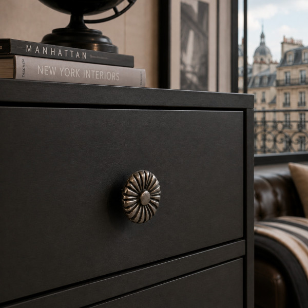 Bouton de meuble LIBERTY, Zamak fer patiné, ø30mm| Contemporain