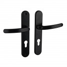 2 poignées de porte d'entrée BALTIC, Aluminium noir mat entraxe 195 mm