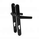2 poignées de porte d'entrée BALTIC, Saillie réduite côté extérieur, Aluminium noir mat entraxe 195 mm