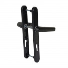 2 poignées de porte d'entrée BALTIC, Saillie réduite côté extérieur, Aluminium noir mat entraxe 195 mm