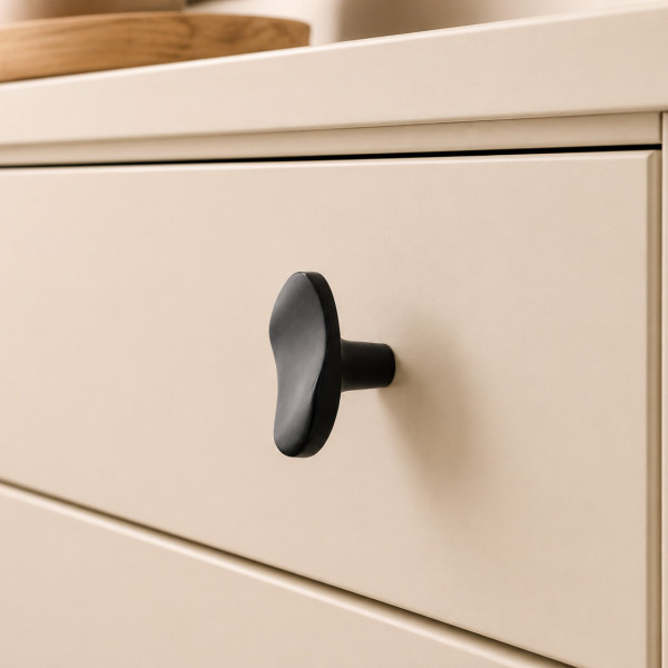 Bouton de meuble FOLD, Métal noir 39x23 mm | Contemporain