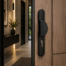 2 poignées de porte à cylindre BALTIC, palière côté extérieur, Aluminium noir entraxe 195 mm