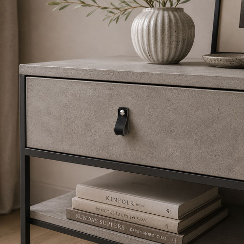 Bouton de meuble PEAKY, Cuir noir | Industriel