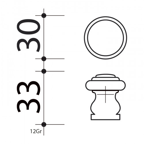 Bouton de meuble LYONNAIS, Bois noir mat Ø30 mm| Charme