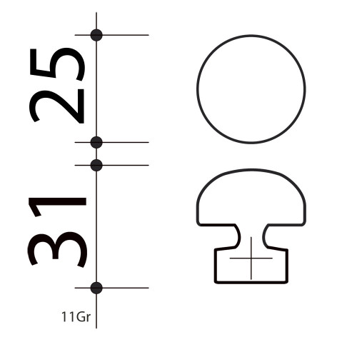 Bouton de meuble CONTEMPORAIN, bois laqué blanc Ø25 mm | Charme
