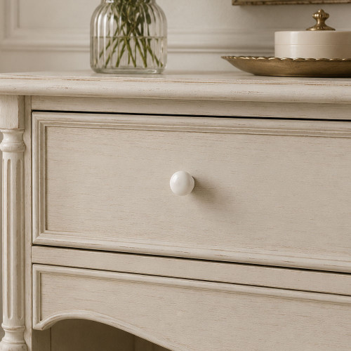 Bouton de meuble CONTEMPORAIN, bois laqué blanc Ø25 mm | Charme