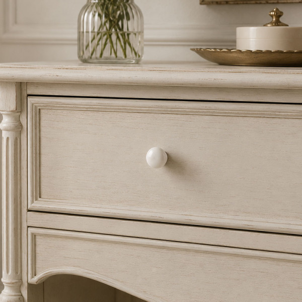 Bouton de meuble CONTEMPORAIN, bois laqué blanc Ø25 mm | Charme