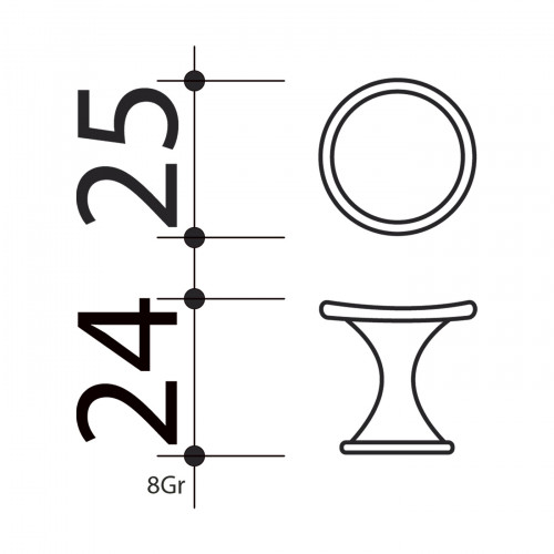 Bouton de meuble CUVETTE, Nylon doré Ø25 mm