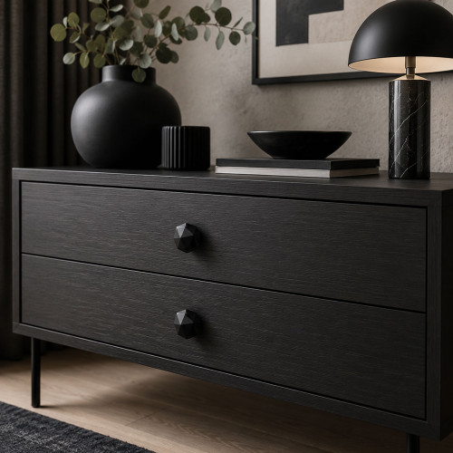 Bouton de meuble PREZIOSI, Nylon noir uni 33 mm | contemporain
