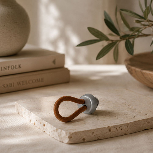 Bouton de meuble LACET, Métal cuir | Atelier