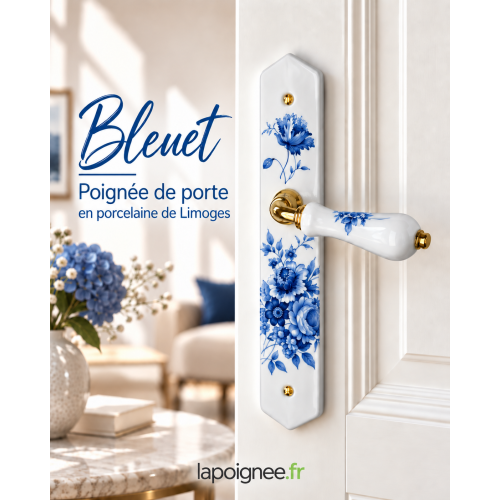Poigné de porte BLEUET en porcelaine