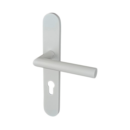 2 poignées de porte d'entrée EDISON, Aluminium blanc mat entraxe 195 mm