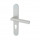 2 poignées de porte d'entrée EDISON, Aluminium blanc mat entraxe 195 mm